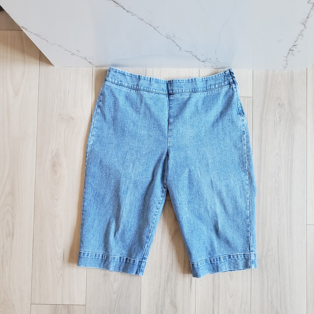 Ralph Lauren Jeans Womens 16 Blue Vintage Side Zipper Bareback Bermuda Shorts
